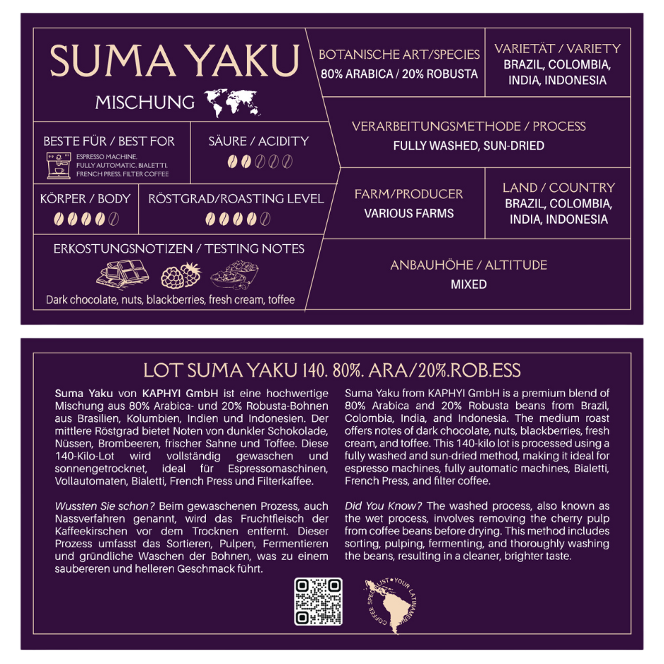 Kaphiy Suma Yaku (Mischung) Bohnen 350g